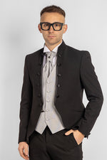 Robe à col coréen classique 705 | Noir