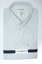 Camicia Button Down Regular Fantasia | Geometrica Beige e Verde 07