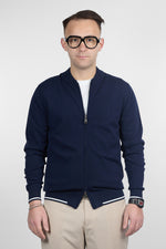 College Full Zip Doppio Cursore Cotone Finezza 16 | Blu