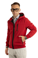 Mutino Water-Repellent Bomber Jacket with Hood | Red