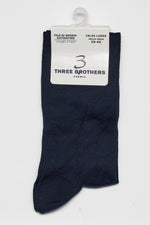 3 Calze Lunghe | Filo Di Scozia - Rimagliato a Mano | Blu