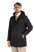 Parka doublée en micropolaire | Longue | Bleue