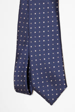 Cravatta Tre Pieghe Fantasia Fiorellini | Blu e Crema