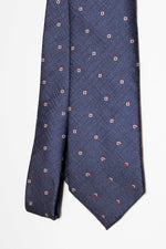 Cravate à trois plis avec motif carré | Bleu et rouge