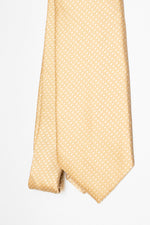 Cravatta Tre Pieghe Fantasia Poua | Oro e Bianco