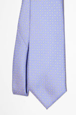 Cravate à trois plis avec motif à tirets et à pois | Bleu clair et jaune