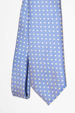 Motif de cravate à trois plis Poua | Bleu clair, blanc et jaune