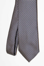 Cravatta Tre Pieghe Fantasia Fiorellini | Blu e Beige