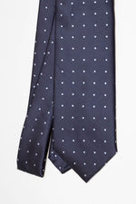 Cravate à trois plis avec grand motif Poua | Bleu et bleu clair