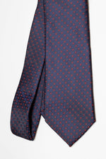 Cravate à trois plis avec motif à micro-pois organisé | Bleu et rouge