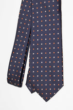 Cravate à trois plis avec motif de petites fleurs | Bleu Rouge et Blanc