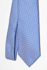 Motif de cravate à trois plis Poua | Bleu foncé et blanc