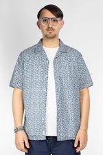 Oversized Half Sleeve Cotton Patterned Shirt | Light Blue and Blue 12