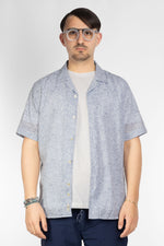 Chemise oversize à manches mi-longues en coton à motifs | Vagues bleues 09