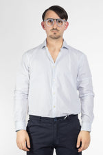 Camicia 100% Cotone Semi Slim Fantasia | Rombetti Celeste e Beige 13