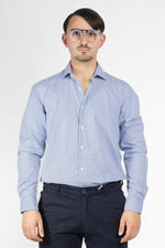 Camicia 100% Cotone Semi Slim Fantasia | Cerchi Blu 15