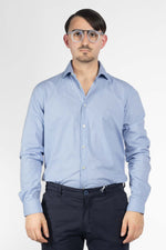 100% Cotton Semi Slim Patterned Shirt | Light Blue and Blue 09