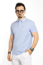 Polo à manches courtes motif sel et poivre 3392 | 2 pour 40 € | Bleu clair