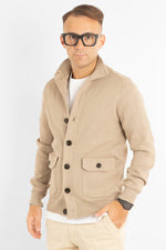 Button-Up Cardigan with Pockets | Beige