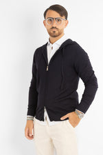 Cardigan Basic Zip e Cappuccio | Blu