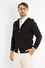 Cardigan Basic Zip e Cappuccio | Nero