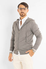 Cardigan Basic Zip e Cappuccio | Grigio