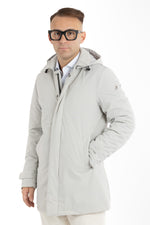Trench Tessuto Tecnico Imbottito con Cappuccio Staccabile | Ghiaccio