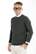 Pullover Girocollo Trama Ovale Slim | 2 per €40 | Verde Militare