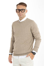 Slim-Fit Oval-Weave Crewneck Sweater | 2 for €40 | Beige