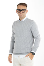 Pullover Girocollo Trama Ovale Slim | 2 per €40 | Ghiaccio