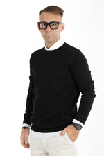 Pullover Girocollo Trama Ovale Slim | 2 per €40 | Nero