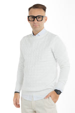 Pullover Girocollo Trama Ovale Slim | 2 per €40 | Bianco