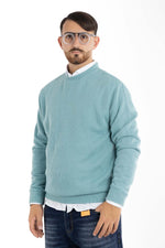 Pull-over côtelé à col rond 104 | 2 pour 40 € | Turquoise