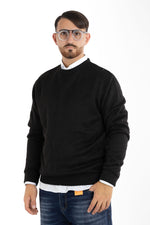 Pull-over côtelé à col rond 104 | 2 pour 40 € | Noir