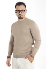 Pullover Girocollo Tramato Slim | 2 per €40 | Beige