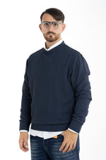 Pull col rond en maille 106 | 2 pour 40 € | Bleu