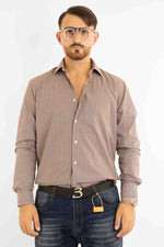 Semi-Slim Cotton Patterned Shirt | Multi Bordeaux 22