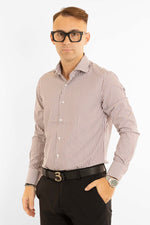 Camicia No Stiro Slim Doppio Ritorto Riga Larga | Moro