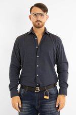 Chemise en flanelle semi-slim | Bleue