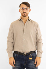 Chemise en flanelle semi-slim | Beige