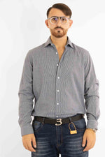 Chemise en flanelle à carreaux semi-slim | Bleue