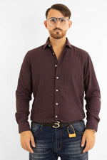 Chemise en flanelle semi-slim | Bordeaux