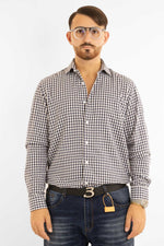 Chemise en flanelle à carreaux semi-slim | Beige