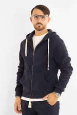 Felpa Ciniglia Felpata con Zip e Cappuccio | Blu