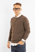 Pull col rond en cachemire mélangé 2371 | 2 pour 60 € | Marron