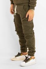 Chenille Cargo Sweatpants | Army Green