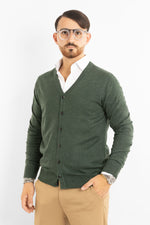 Cardigan a V con Bottoni Misto Lana 817 | 2 per €50 | Verde