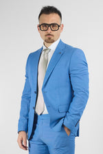 Abito Due Bottoni Tessuto Lavorato | Azzurro