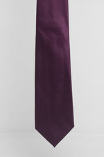Cravatta Tre Pieghe Tinta Unita Micro Diamantino Prugna | 2 Per €20
