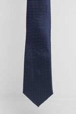 Cravatta Tre Pieghe Trama Puntini Fondo Blu e Bianco | 2 Per €20
